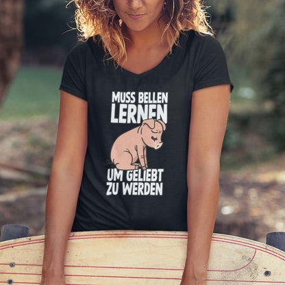 MUSS BELLEN LERNEN | DAMEN PREMIUM V-NECK BIO SHIRT