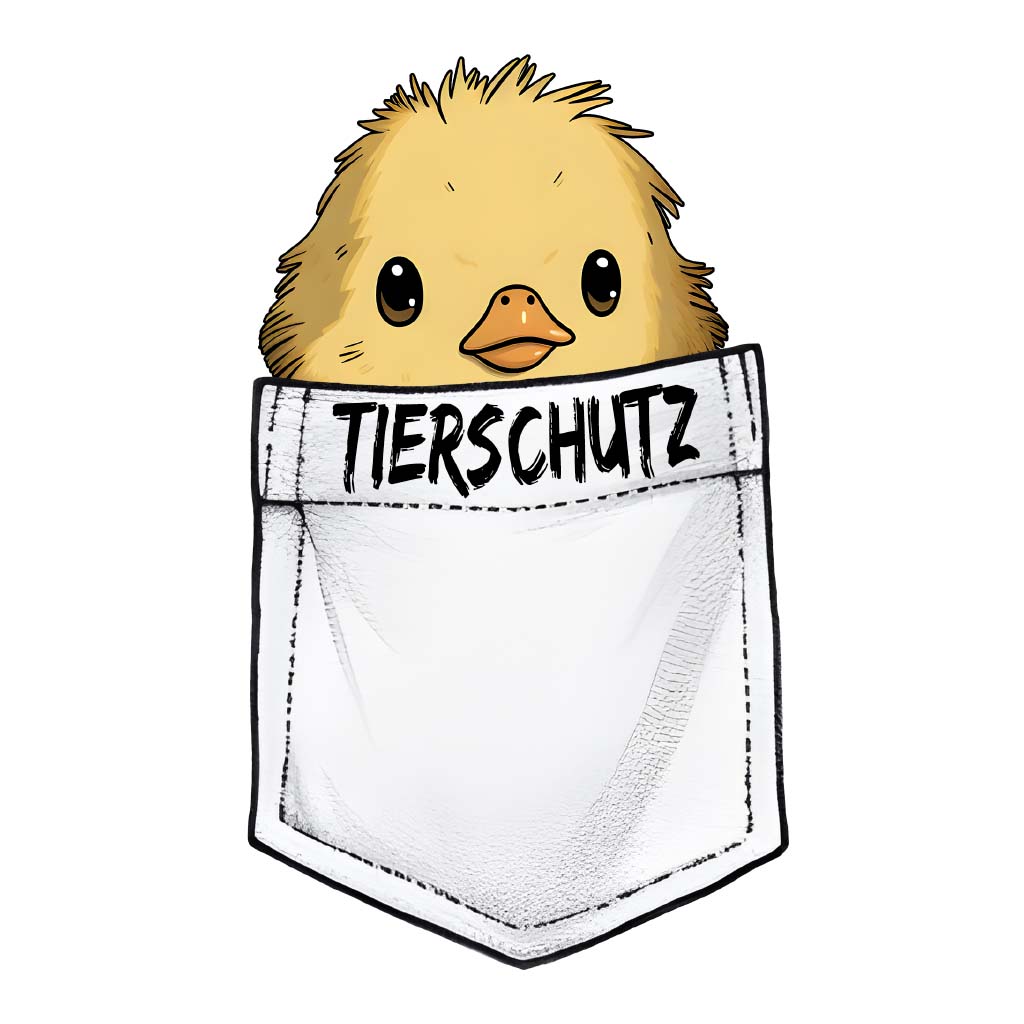 süßes Küken in einer Tasche - Tierschutz als Schrift