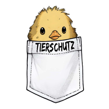 süßes Küken in einer Tasche - Tierschutz als Schrift