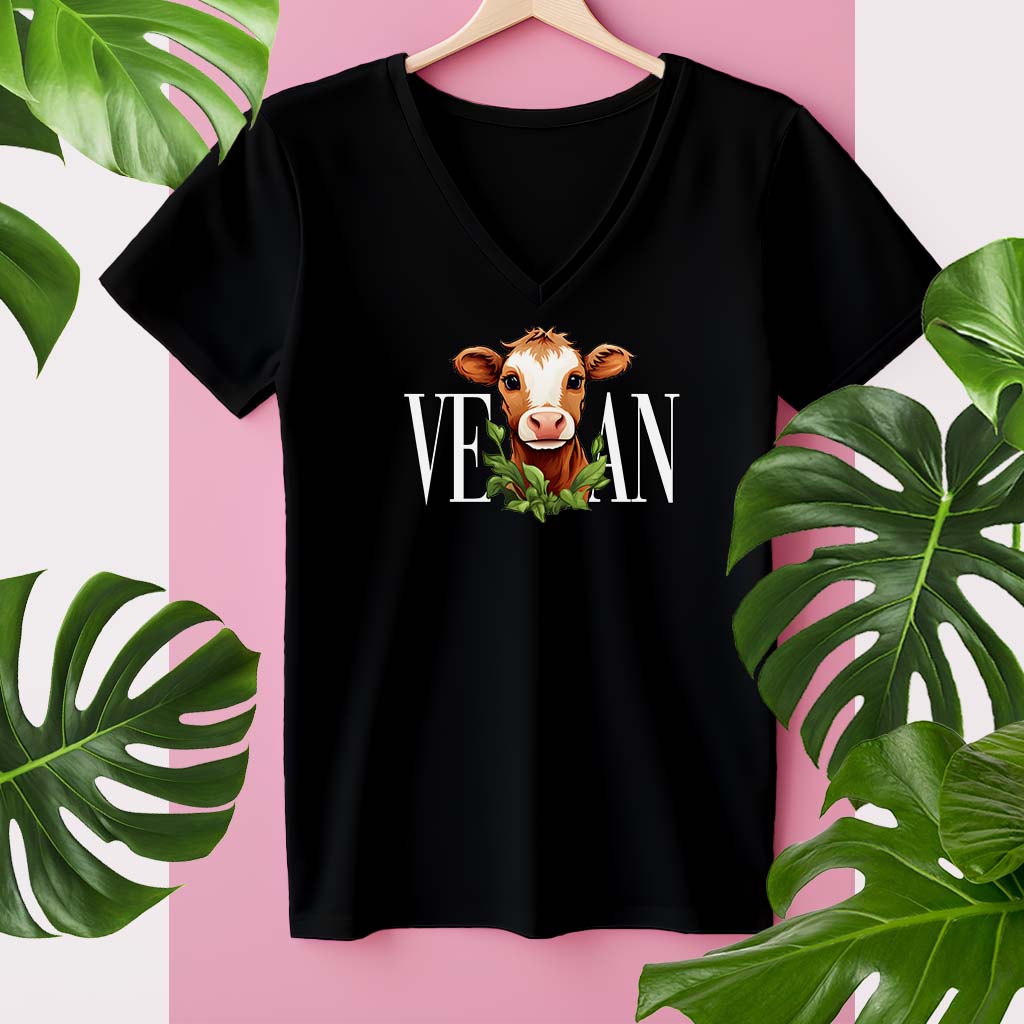 VEGAN KUH | DAMEN PREMIUM V-NECK BIO SHIRT