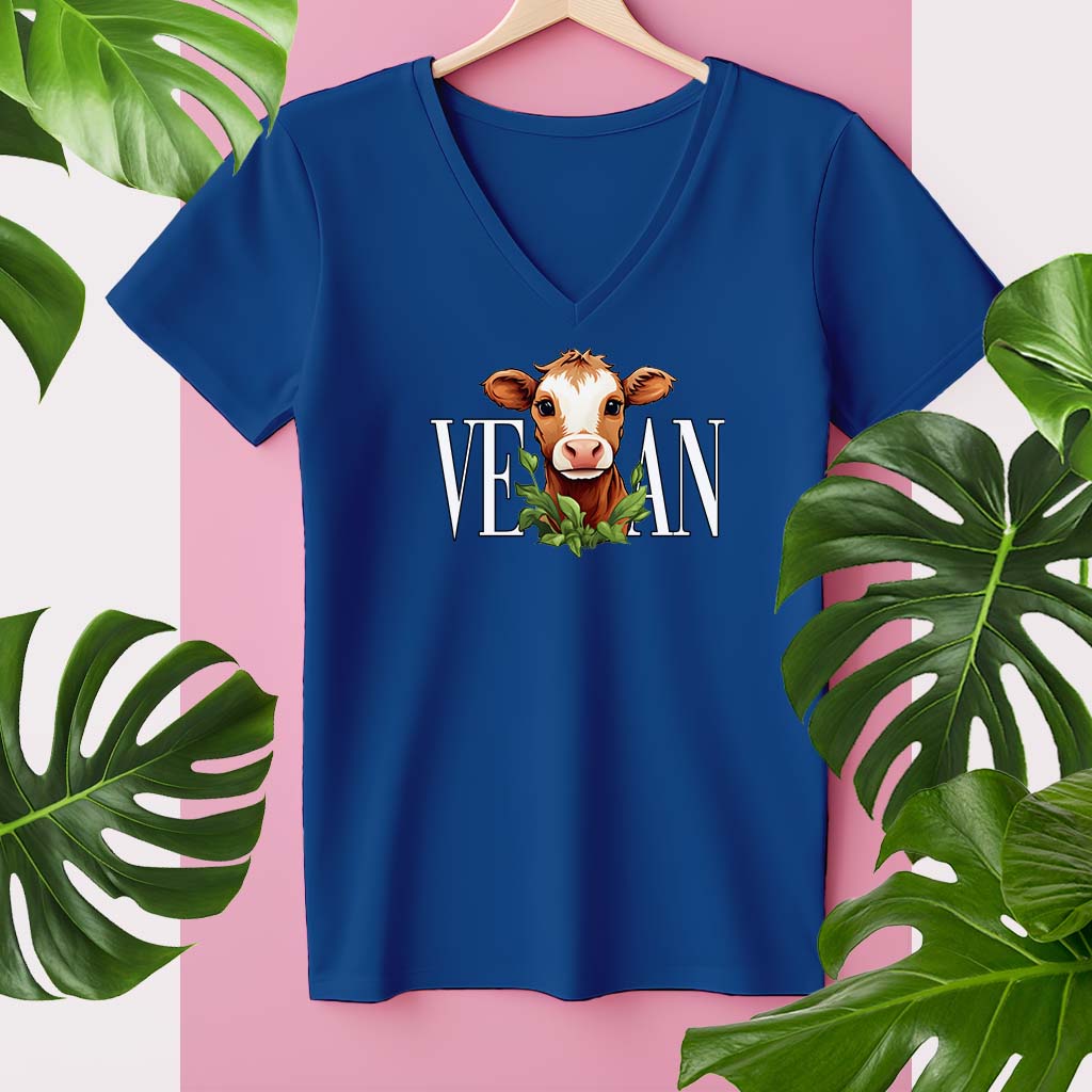 VEGAN KUH | DAMEN PREMIUM V-NECK BIO SHIRT