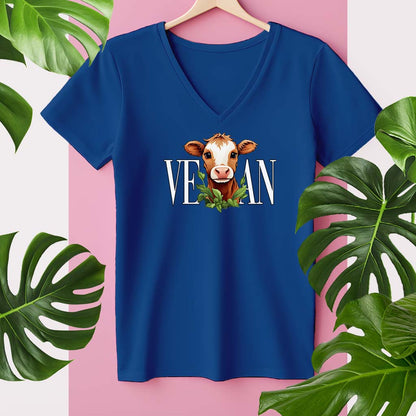 VEGAN KUH | DAMEN PREMIUM V-NECK BIO SHIRT