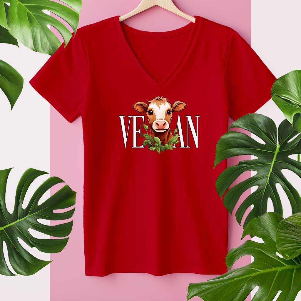 VEGAN KUH | DAMEN PREMIUM V-NECK BIO SHIRT