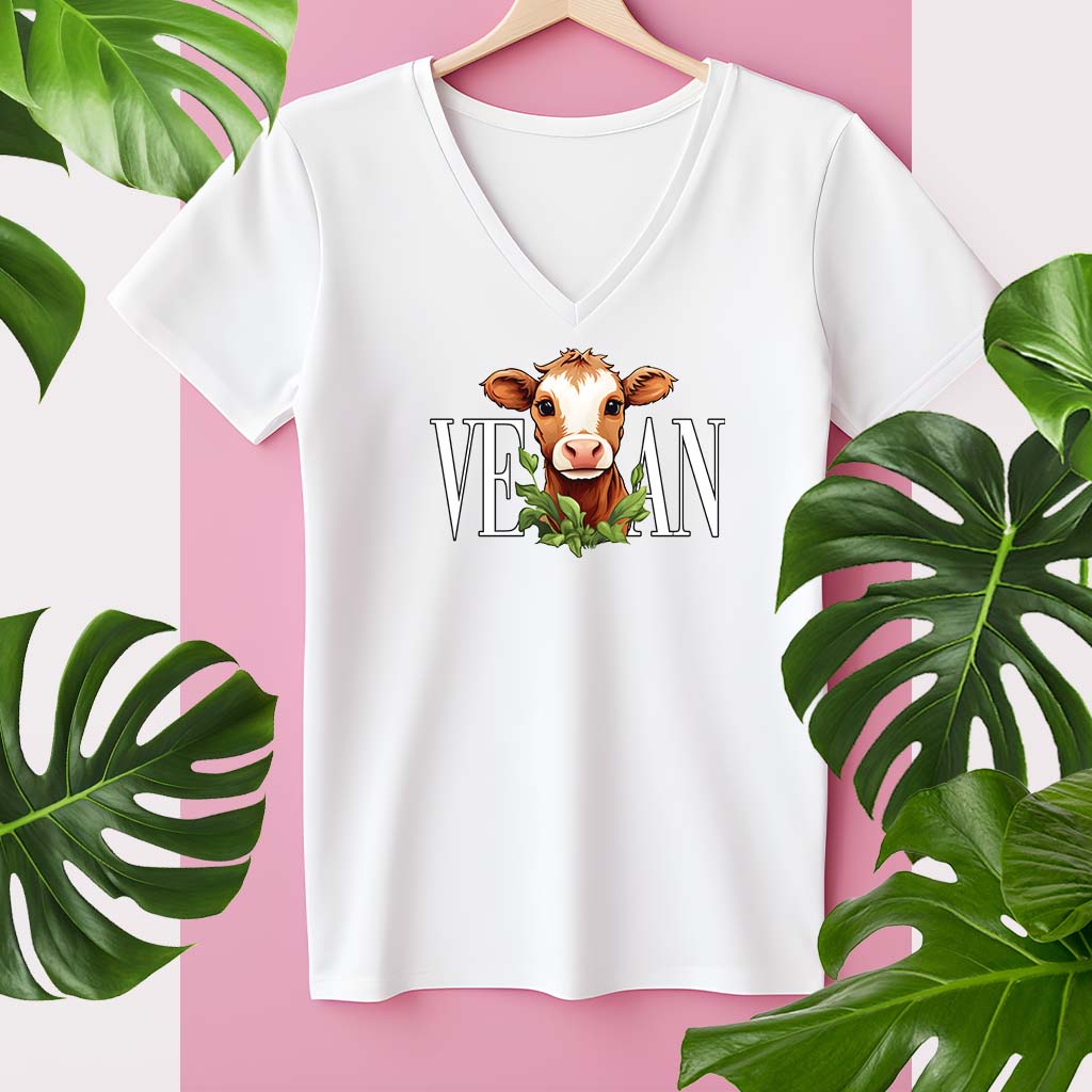 VEGAN KUH | DAMEN PREMIUM V-NECK BIO SHIRT